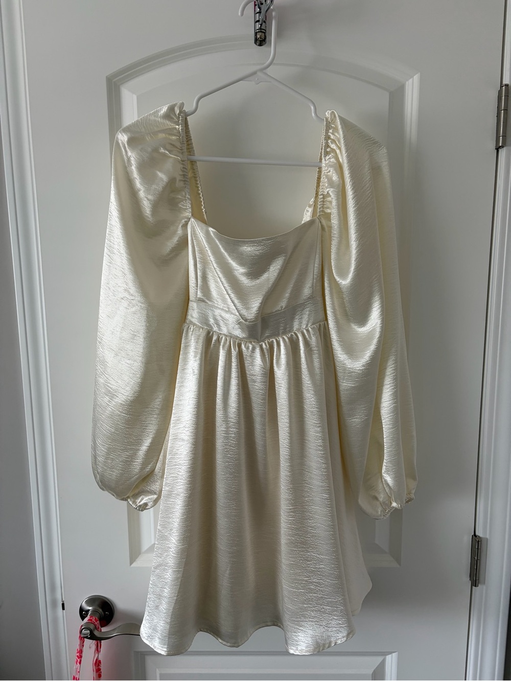 Altar’d State Pearl White Satin Mini Dress